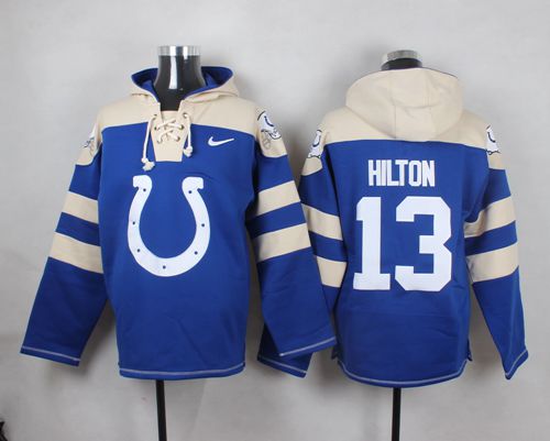 Nike Colts #13 T.Y. Hilton Royal Blue Player Pullover NFL Hoodie - Click Image to Close